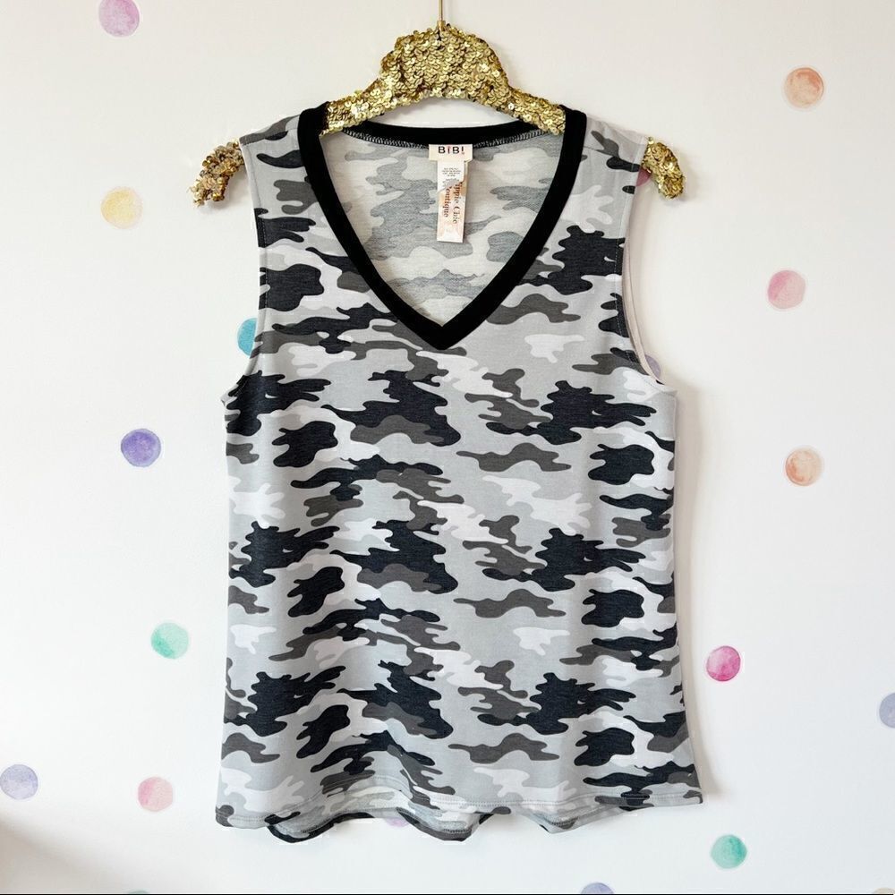 BIBI NWT Black Camo Tank Top